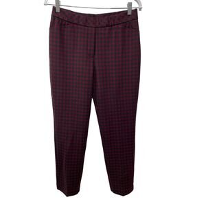 J. Jill Ponte Plaid Flat Front Slim Leg Cropped Pants Red Women Petite Small NWT